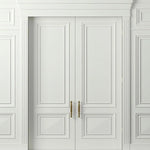 Tapet personalizat arhitectural walls cu ancadramente de perete si usi in nuante de gri deschis light grey doors