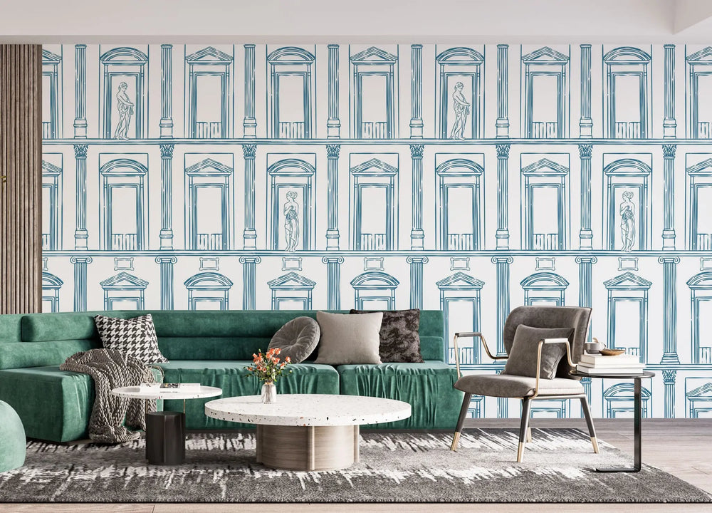 Tapet personalizat arhitectural walls cu ancadramente de perete cu sculpturi ilustrate sketch sculptures