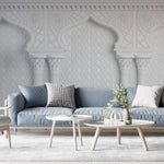 Tapet personalizat arhitectural walls cu arabescuri albe marocane white arabesque