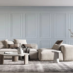 Tapet personalizat arhitectural walls cu ancadramente de perete in nuante de albastru deschis baby blue