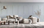 Tapet personalizat arhitectural walls cu ancadramente de perete in nuante de albastru deschis baby blue