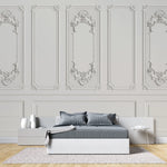 Tapet personalizat architectutral walls cu ancadramente albe si rame de oglinzi white mirror