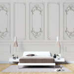 Tapet personalizat architectutral walls cu ancadramente albe si rame de oglinzi white mirror