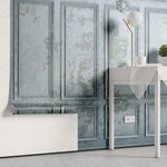 Tapet personalizat arhitectural walls cu ancadramente de perete in nuante de albastru si accente invechite grungy light blue