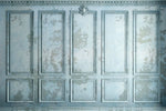 Tapet personalizat arhitectural walls cu ancadramente de perete in nuante de albastru si accente invechite grungy light blue