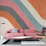 Tapet retro & vintage cu dungi colorate in stil retro retro lines