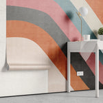 Tapet retro & vintage cu dungi colorate in stil retro retro lines
