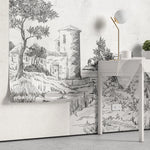 Tapet personalizat victorian de tip schita cu peisaj din suburbia marocana din secolul al xvii lea moroco sketch