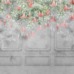Tapet personalizat victorian cu floarea sarmienta pe un perete gri de inspiratie arhitecturala victoriana sarmienta scandens
