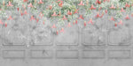 Tapet personalizat victorian cu floarea sarmienta pe un perete gri de inspiratie arhitecturala victoriana sarmienta scandens
