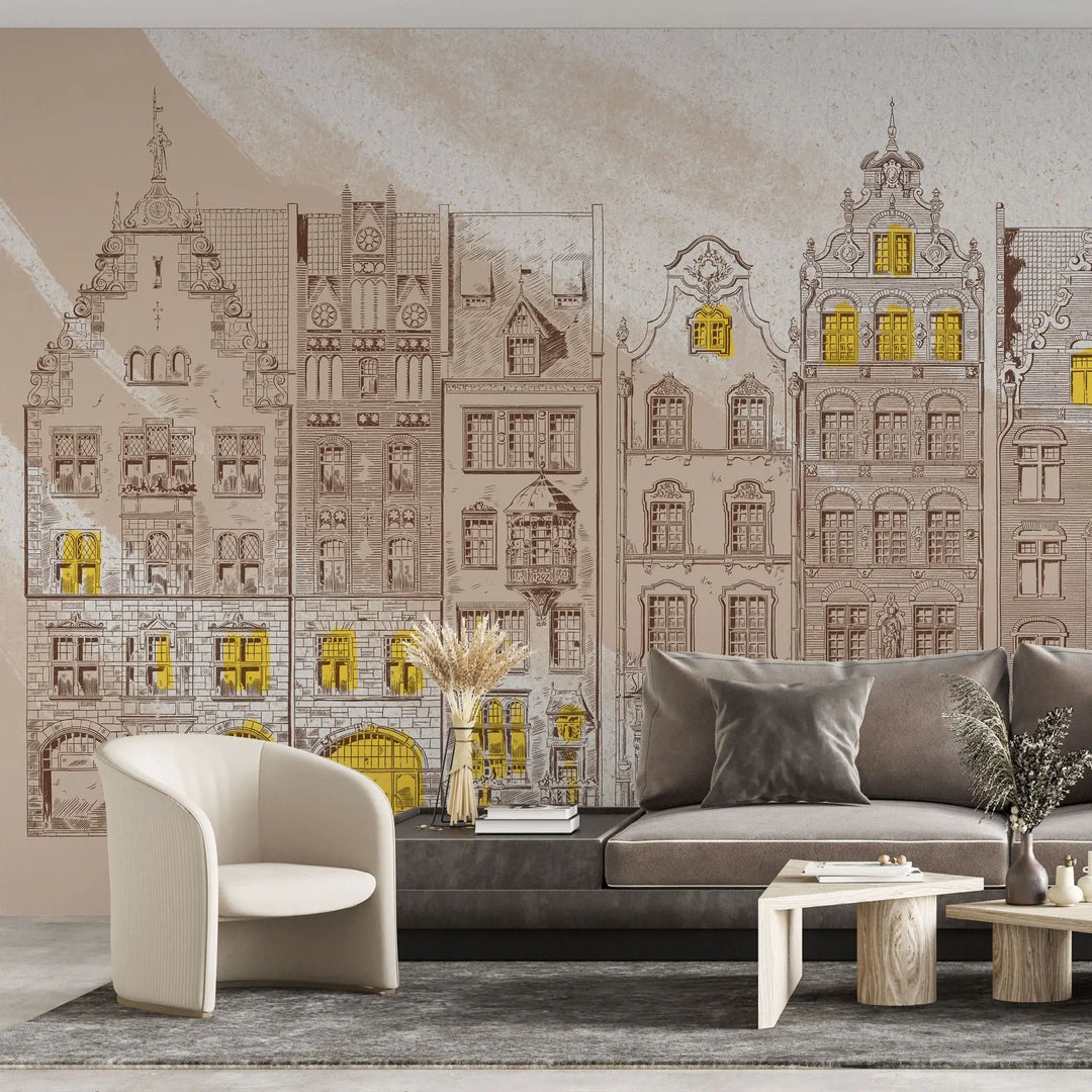 Tapet personalizat cu fatade de cladiri de inspiratie victoriana victorian facade