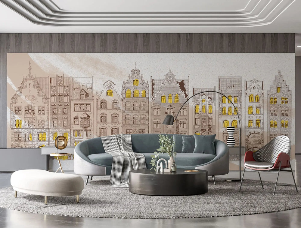 Tapet personalizat cu fatade de cladiri de inspiratie victoriana victorian facade