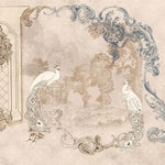 Fototapet personalizat victorian cu elemente vintage specifice erei victoriene si pauni albi white peacock