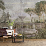 Tapet personalizat victorian cu fantana intr o gradina in stil victorian the fountain