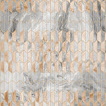 Tapet personalizat marble cu model de marmura alba si roz pudrat in forme geometrice cu contur auriu luxury storm