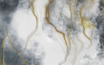 Tapet personalizat marble cu model de marmura alba si gri cu insertii aurii white marble