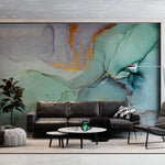 Tapet personalizat marble cu marmura colorata in nuante de albastru si portocaliu sunset marble