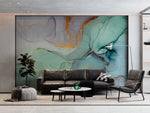 Tapet personalizat marble cu marmura colorata in nuante de albastru si portocaliu sunset marble