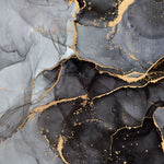 Tapet personalizat marble cu marmura neagra cu accente aurii black gold