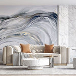 Tapet personalizat marble cu marmura alba si gri in forma de val marble wave