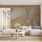 Tapet personalizat marble cu marmura in nuante rose cu accente aurii sahara