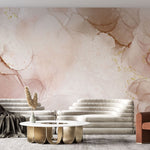 Tapet personalizat marble cu marmura in nuante de roz pudrat powder pink