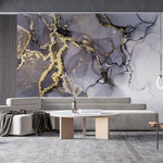 Tapet personalizat marble cu marmura in nuante de cerneala cu accente aurii golden ink