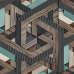 Tapet personalizat wood cu model geometric in 3d si textura de lemn 3d wood 