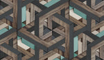 Tapet personalizat wood cu model geometric in 3d si textura de lemn 3d wood 