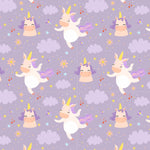Tapet personalizat taramul printeselor pentru copii cu unicorni si nori pe un fundal violet purple unicorn