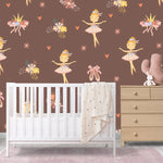 Tapet personalizat taramul printeselor pentru copii cu balerine si flori ballerina