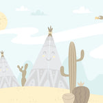 Tapet personalizat natura pentru copii cu corturi si cactusi in desert desert tents
