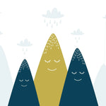 Tapet personalizat natura pentru copii cu munti strabatuti de ploaie rainy mountains