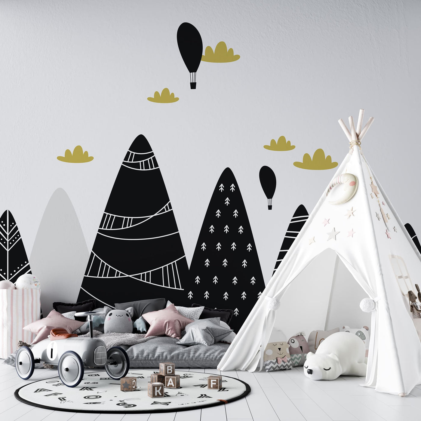 tapet-personalizat-natura-pentru-copii-cu-munti-alb-negru-decorati-textured-mountains
