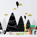 Tapet personalizat natura pentru copii cu munti alb negru decorati textured mountains