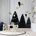Tapet personalizat natura pentru copii cu munti alb negru decorati textured mountains