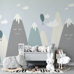Tapet personalizat natura pentru copii cu creste de munte acoperite de zapada winter mountains