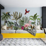 Tapet personalizat jungla amazoniana pentru copii cu peisaj safari cu animale exotice girafe capre negre safari sketch