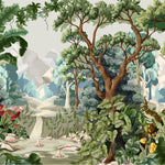 Tapet personalizat jungla amazoniana pentru copii cu peisaj montan si vegetatie tropicala mountain vegetation
