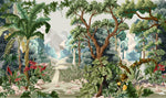 Tapet personalizat jungla amazoniana pentru copii cu peisaj montan si vegetatie tropicala mountain vegetation