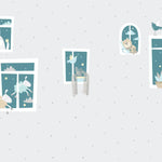 Tapet personalizat lumea animalelor pentru copii cu animale dormind la fereastra dreamy animals