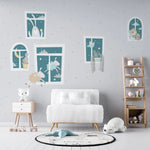 Tapet personalizat lumea animalelor pentru copii cu animale dormind la fereastra dreamy animals