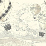 Tapet personalizat micii exploratori pentru copii cu baloane cu aer cald air baloons sketch