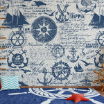 Tapet personalizat micii exploratori pentru copii cu elemente maritime barci ancore carme si busole caribbean sailing