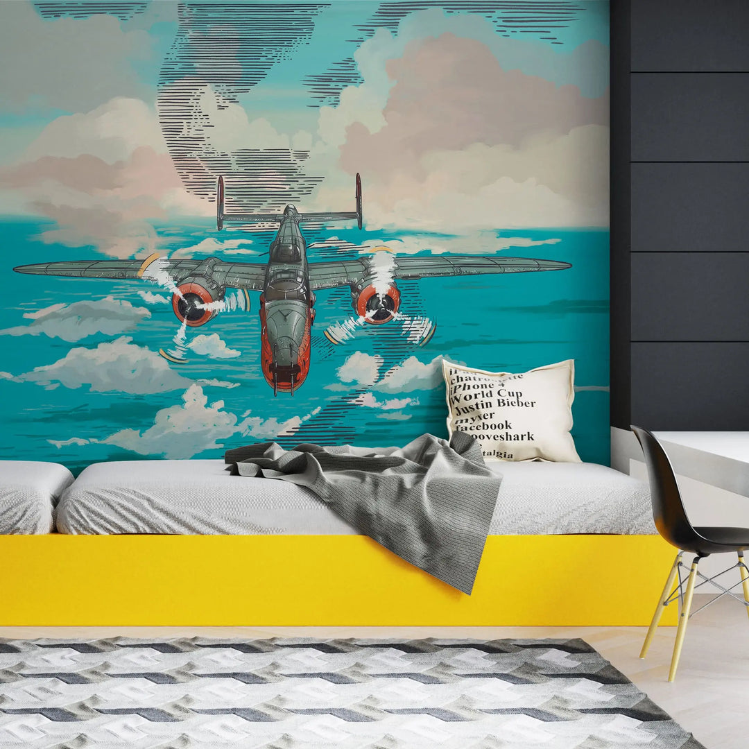 Tapet personalizat micii exploratori pentru copii cu avion cu motor pe apa water jet plane