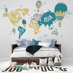 Tapet personalizat micii exploratori pentru copii cu harta continentelor continents