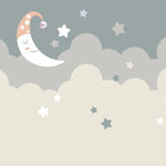 Tapet personalizat inspiratie scandinava pentru copii cu cer instelat visator si luna dreamy sky