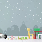 Tapet personalizat inspiratie scandinava pentru copii cu cer instelat peste oras city under the stars