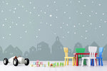 Tapet personalizat inspiratie scandinava pentru copii cu cer instelat peste oras city under the stars