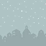 Tapet personalizat inspiratie scandinava pentru copii cu cer instelat peste oras city under the stars